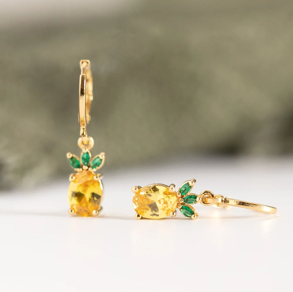 Pineapple Huggie Earrings - Only 1 left! - Picture 5 of 6